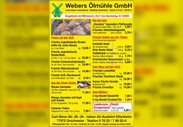 Orschweier: Webers &Ouml;lm&uuml;hle f&uuml;llt die Grilltheke - Angebote vom 24.6. bis 4.7.2026