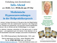 Info-Abend "Medizinische Hypnoseanwendungen in der Heilpraktikerpraxis" am 10.03.2026 in Lahr (DRK/Nestlecarre&eacute;) um 19 Uhr