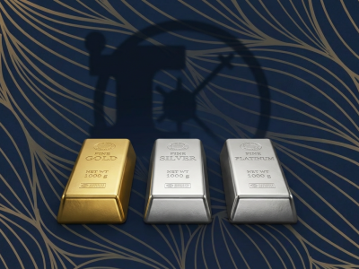 Firmenr&uuml;cklage mit Gold, Silber und Platin