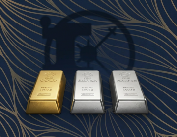 Firmenr&uuml;cklage mit Gold, Silber und Platin